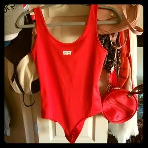 Red levi bodysuit